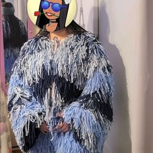 *SOLD SOLD SOLD**Hand-crocheted, fringe sweater. Will fit a size large up to 2x.